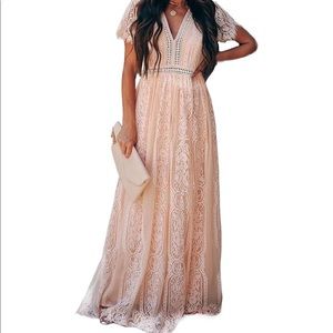 Pink lace maternity dress